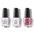 OPI - Nail Lacquer Combo - Base, Top & Not So Bora-Bora-ing Pink 0.5 oz - Professional Care