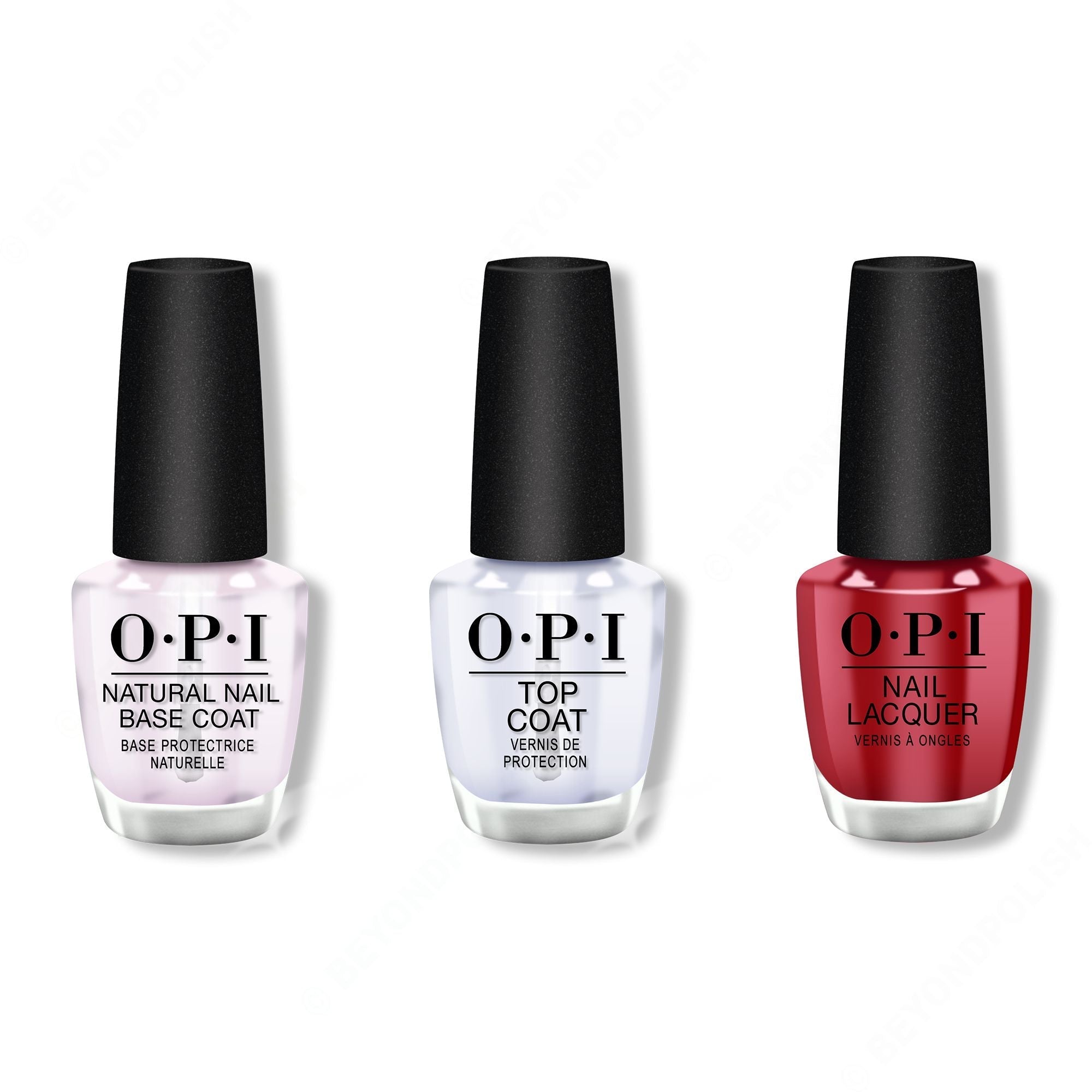 OPI - Nail Lacquer Combo - Base, Top & OPI Red 0.5 oz - Professional Care