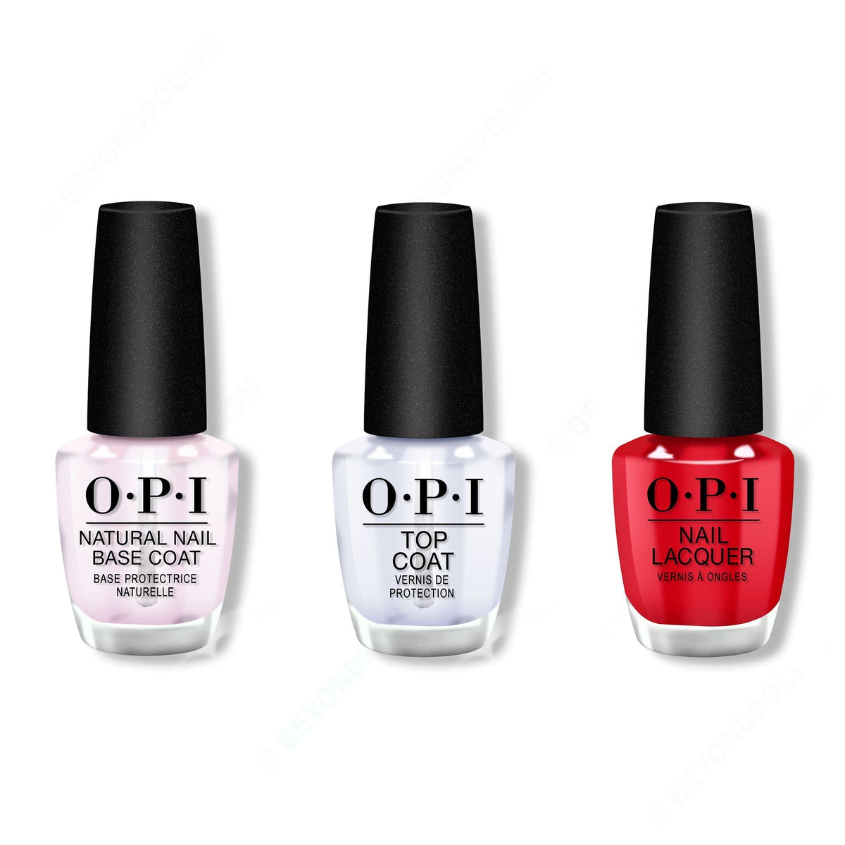 OPI - Nail Lacquer Combo - Base, Top & Rebel With A Clause - Professional Care