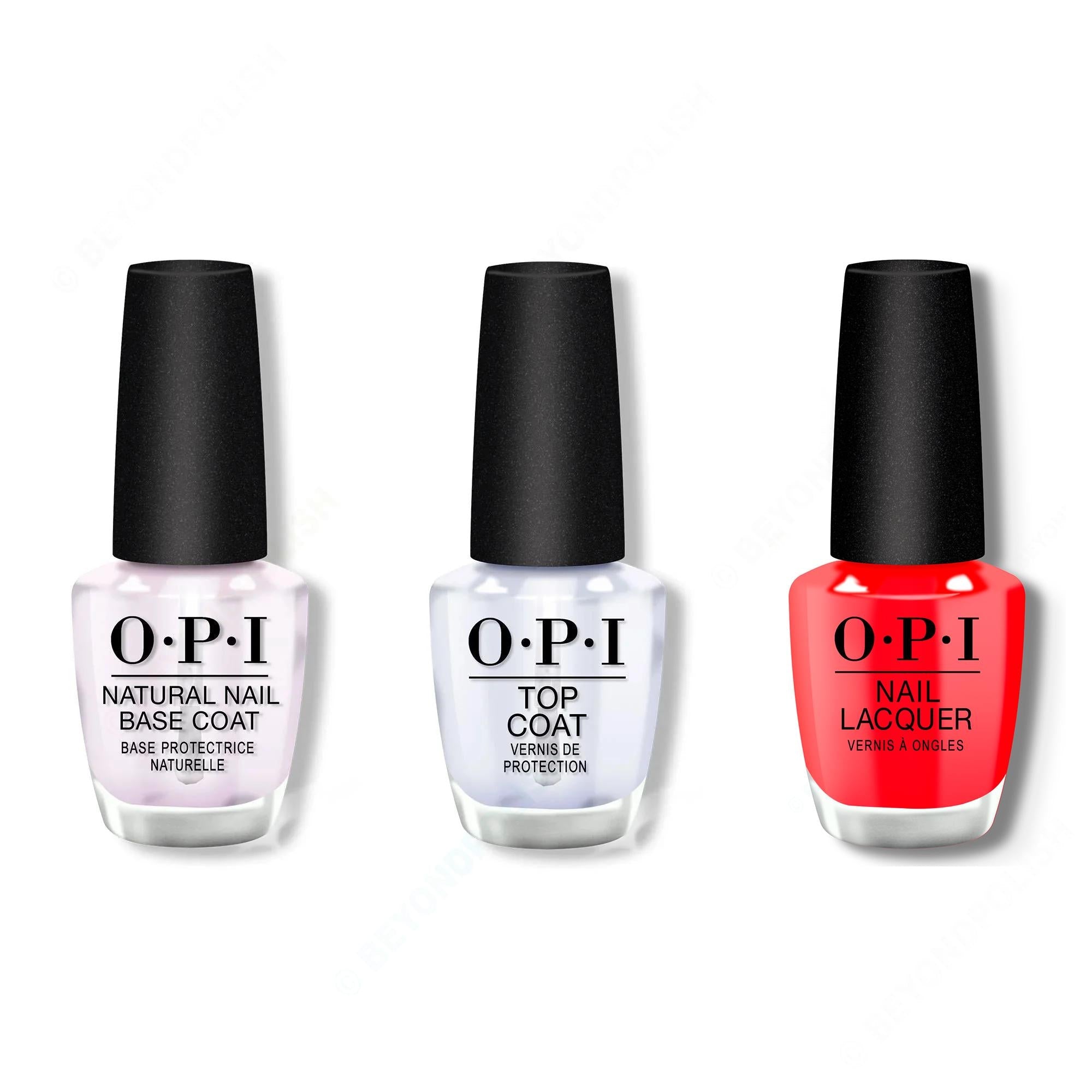 OPI - Nail Lacquer Combo - Base, Top & Red Velvet Vixen