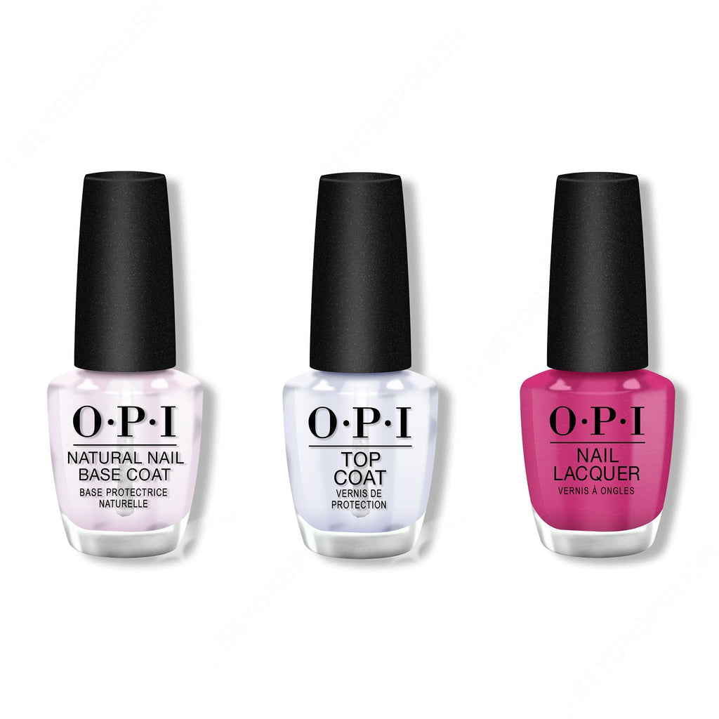 OPI - Nail Lacquer Combo - Base, Top & Telenovela Me About It 0.5 oz - Professional Care